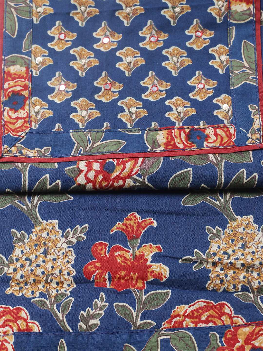 Printed Cotton Blend Unstitched Suit With Pant &amp; Dupatta
