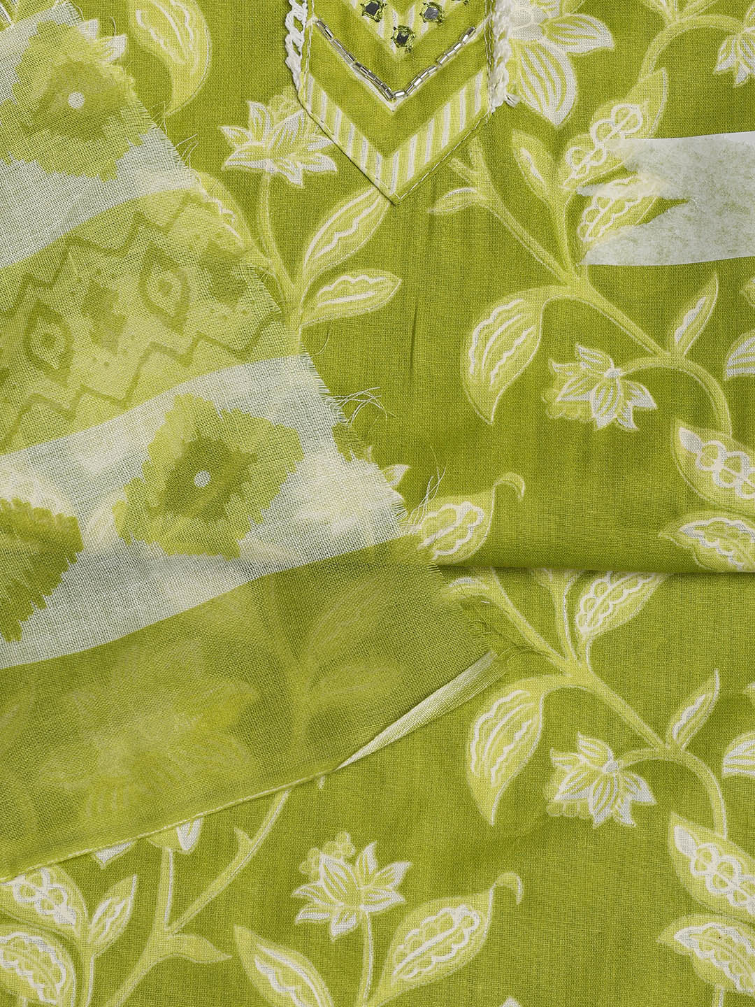 Printed Cotton Blend Unstitched Suit With Dupatta