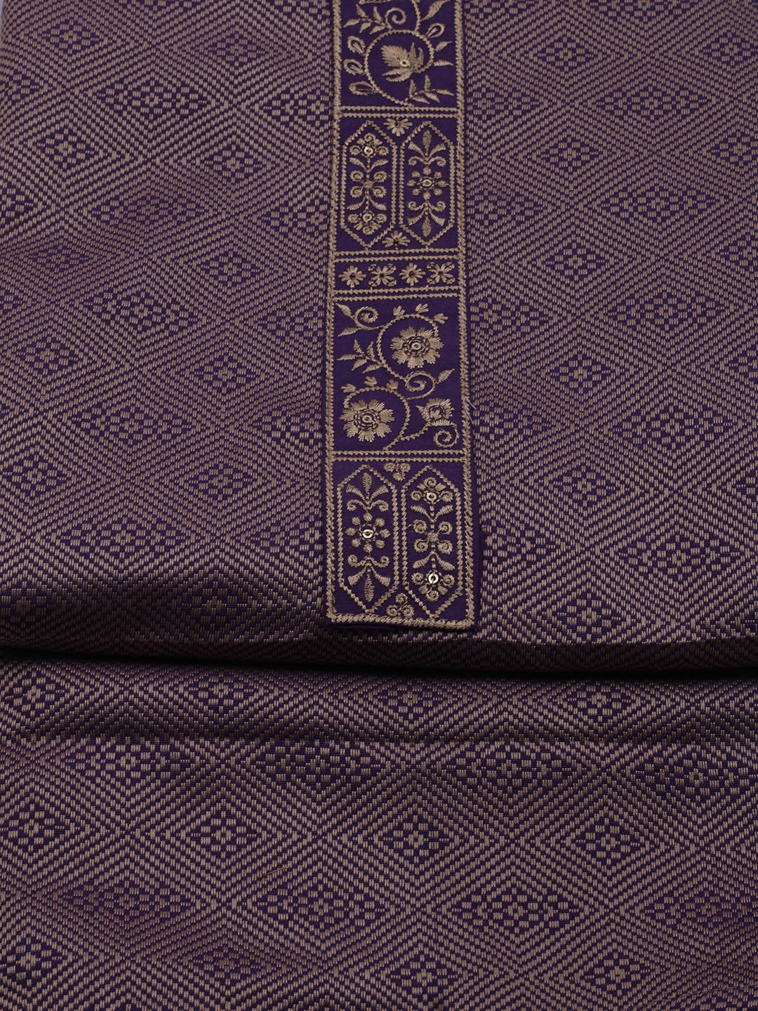 Patch Neck Art Silk Unstitched Suit With Dupatta