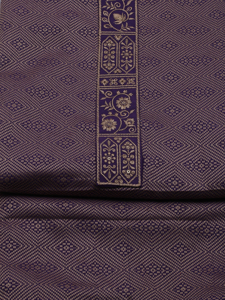 Patch Neck Art Silk Unstitched Suit With Dupatta