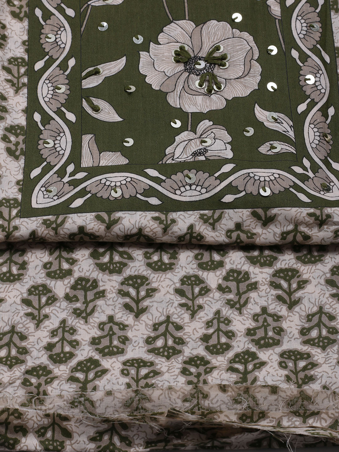 Printed Cotton Blend Unstitched Suit With Dupatta