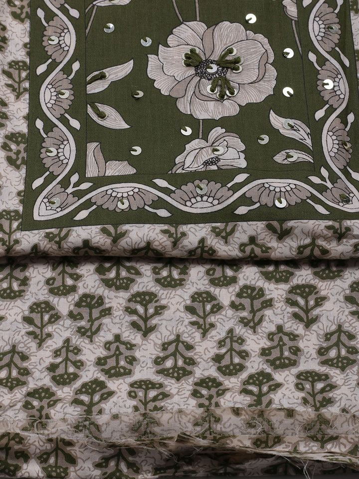 Printed Cotton Blend Unstitched Suit With Dupatta