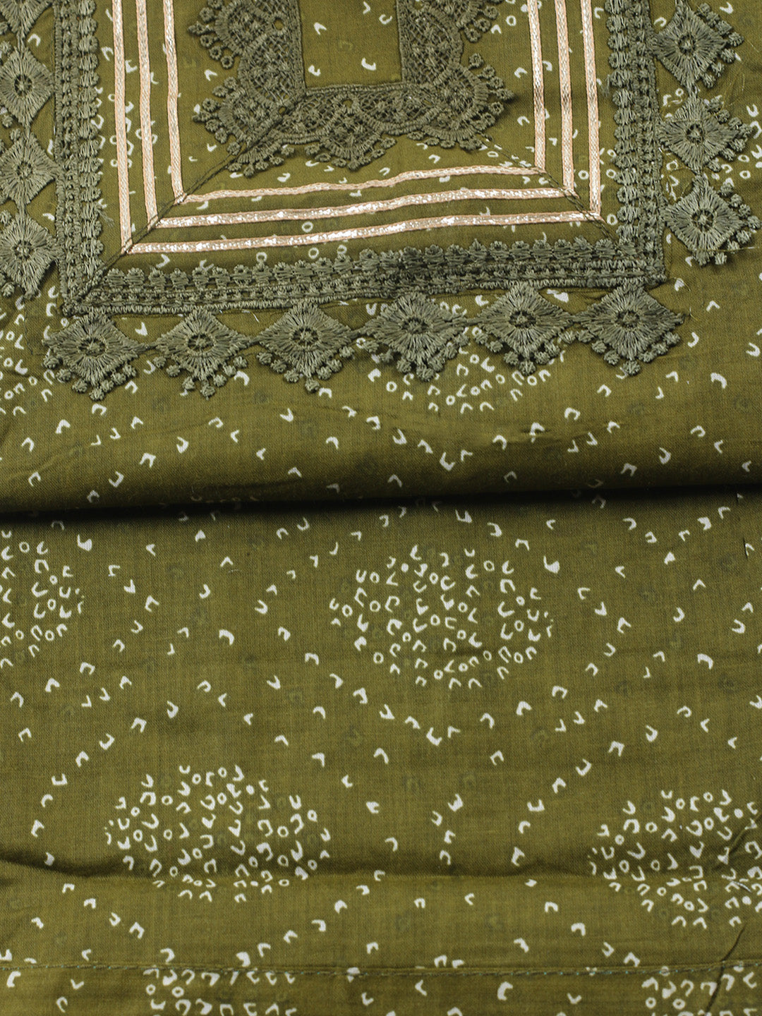 Printed Cotton Blend Unstitched Suit With Pant &amp; Dupatta