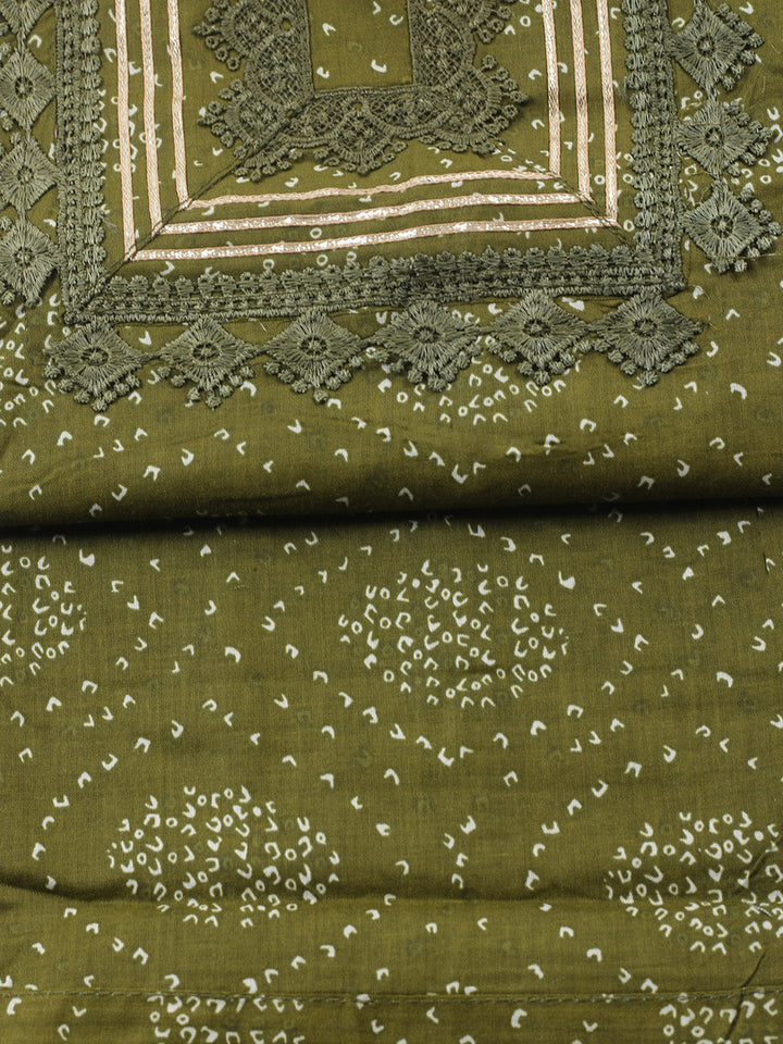 Printed Cotton Blend Unstitched Suit With Pant &amp; Dupatta