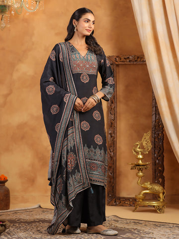 Printed Muslin Kurta With Pants & Dupatta