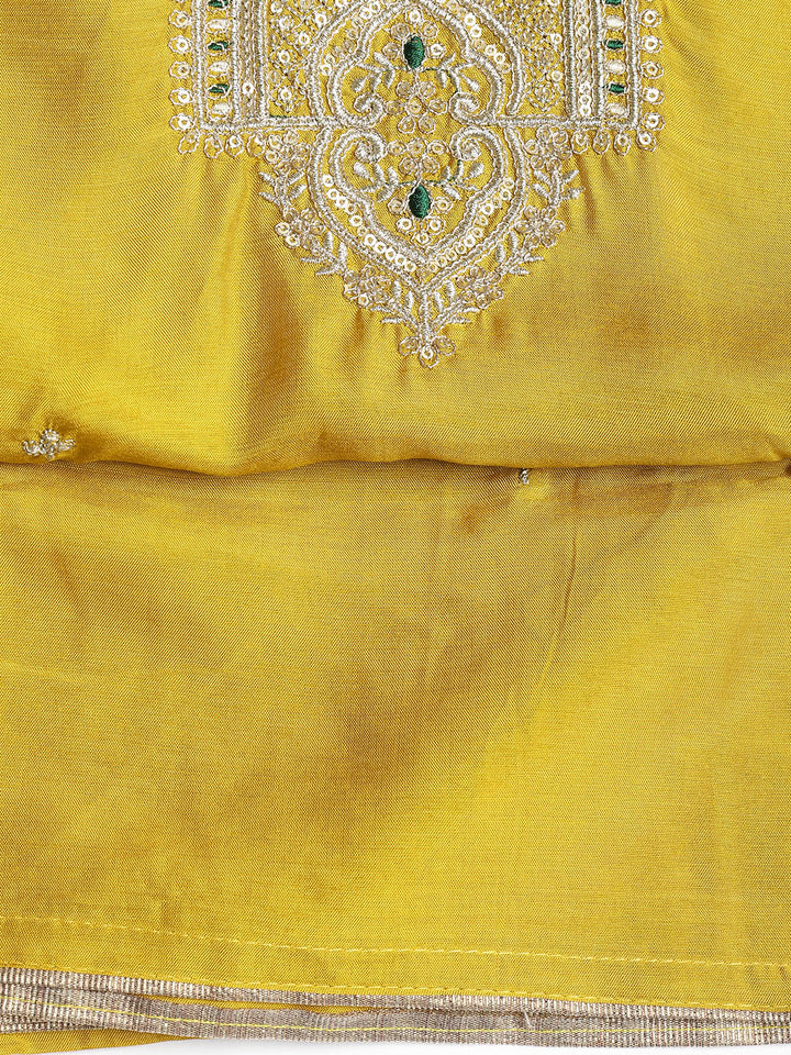 Embroidered Chanderi Unstitched Suit With Dupatta