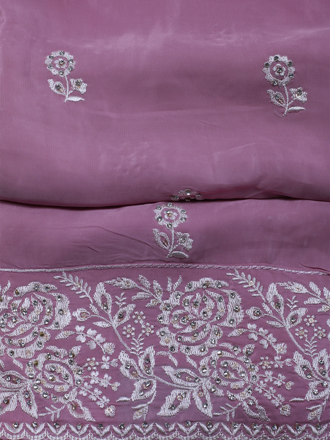Embroidered Crepe Unstitched Suit With Dupatta