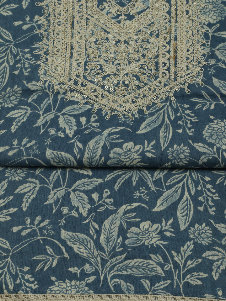 Printed Cotton Unstitched Suits Printed Suit With Pant &amp; Dupatta
