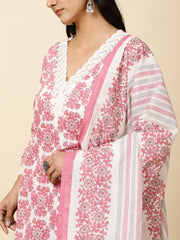 Printed Cotton Suit Set With Dupatta