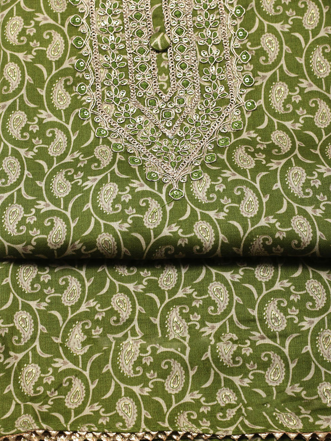 Embroidered Cotton Unstitched Suit With Pant &amp; Dupatta