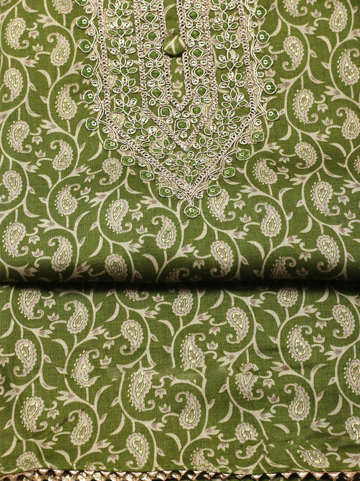 Embroidered Cotton Unstitched Suit With Pant &amp; Dupatta