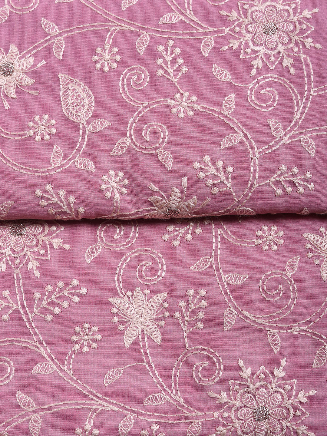 Embroidered Cotton Blend Unstitched Suit With Pant &amp; Dupatta
