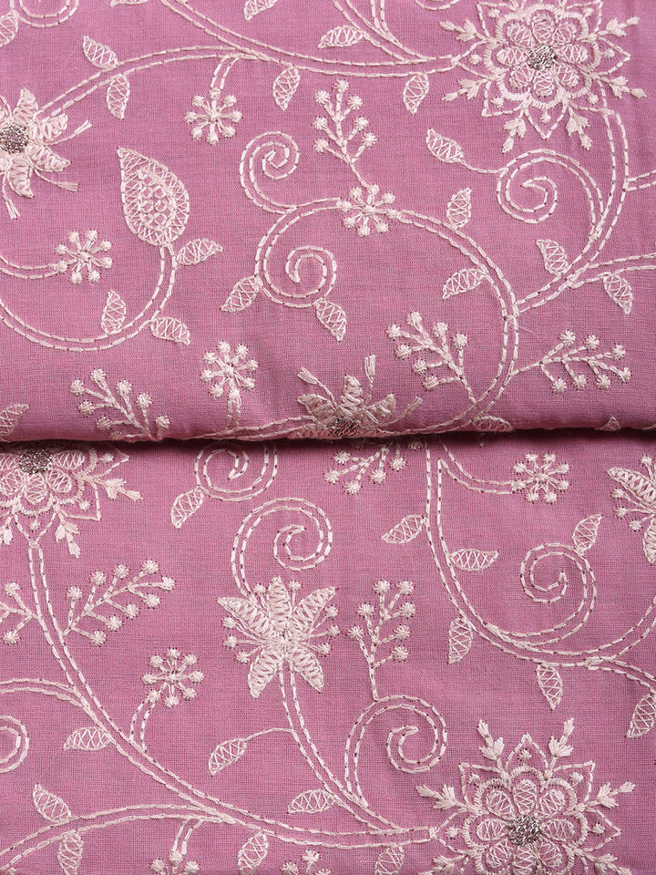Embroidered Cotton Blend Unstitched Suit With Pant &amp; Dupatta