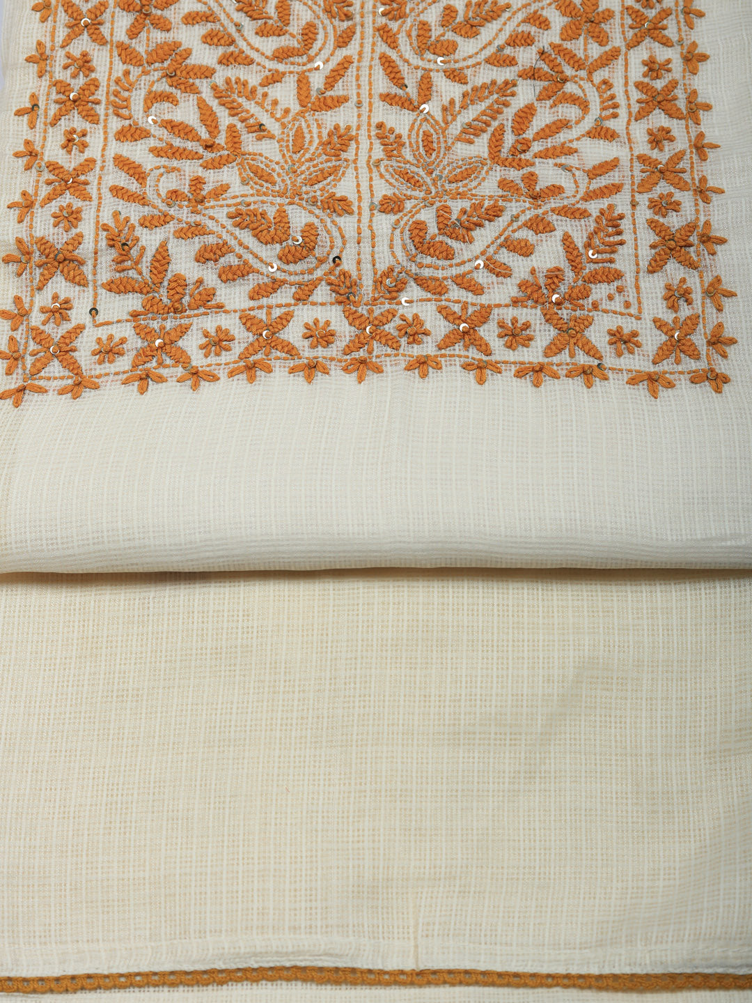 Embroidered Cotton Blend Unstitched Suit With Pant &amp; Dupatta