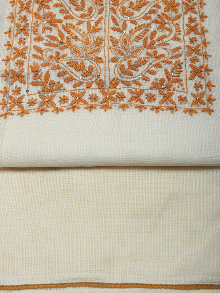 Embroidered Cotton Blend Unstitched Suit With Pant &amp; Dupatta