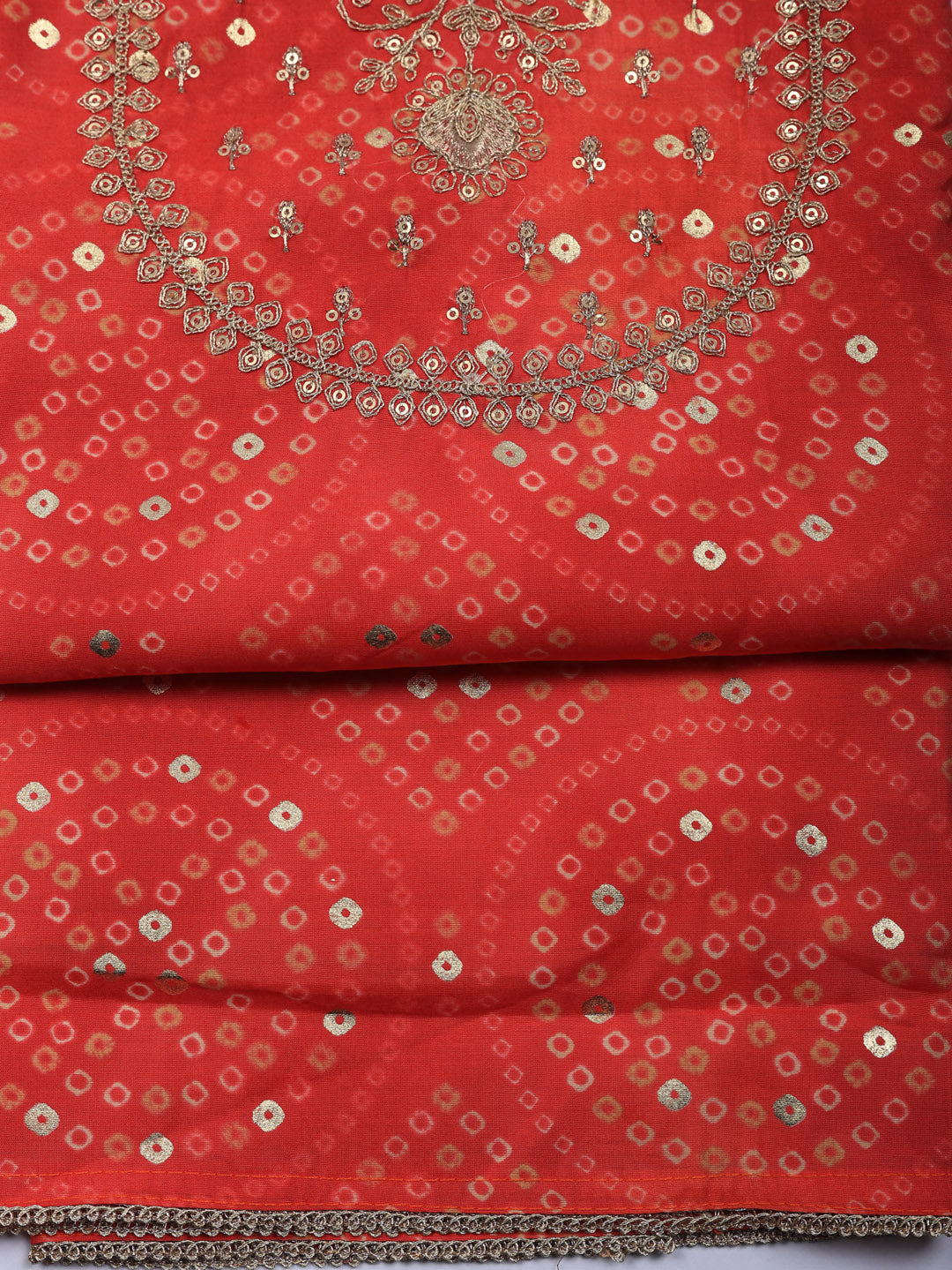 Printed Cotton Blend Unstitched Suit With Pant &amp; Dupatta