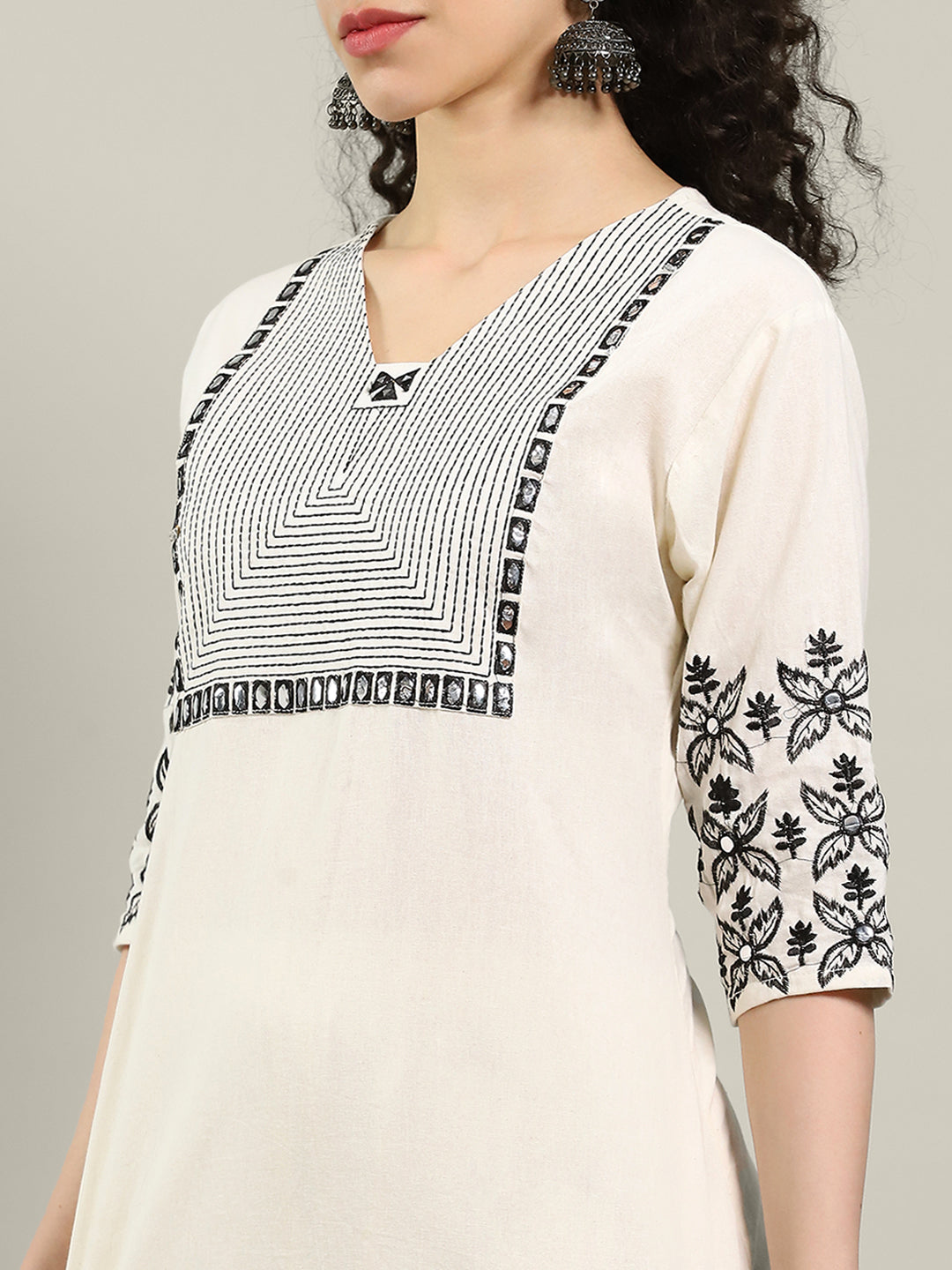 Printed Cotton Blend Kurta With Pants