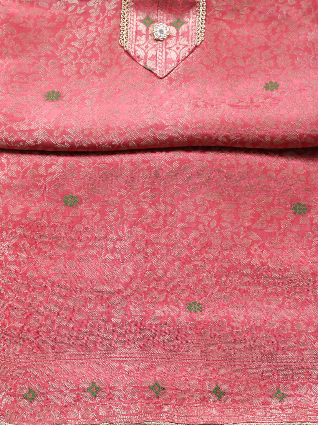 Embroidered Chanderi Unstitched Suit With Pant &amp; Dupatta