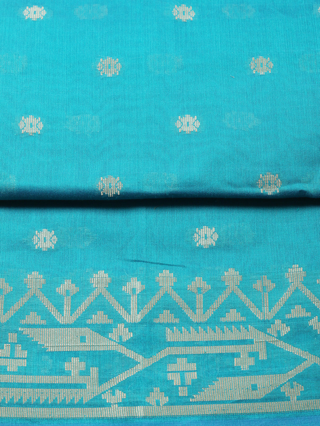 Printed Chanderi Unstitched Suit With Pant &amp; Dupatta