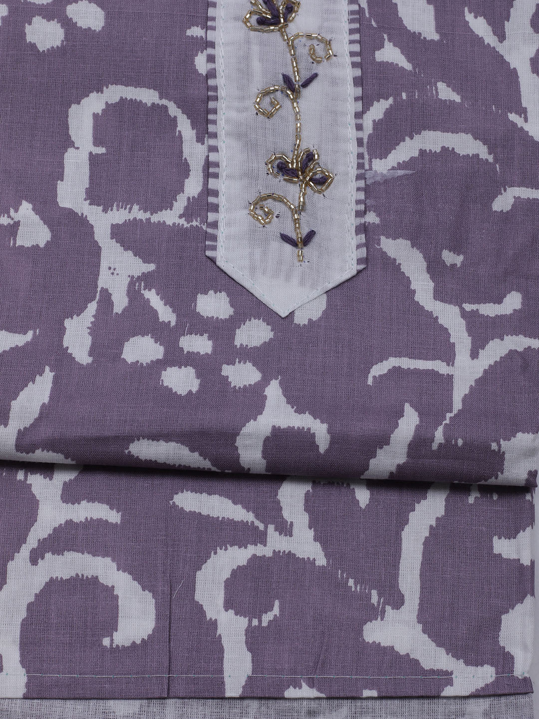 Printed Cotton Blend Unstitched Suit With Dupatta