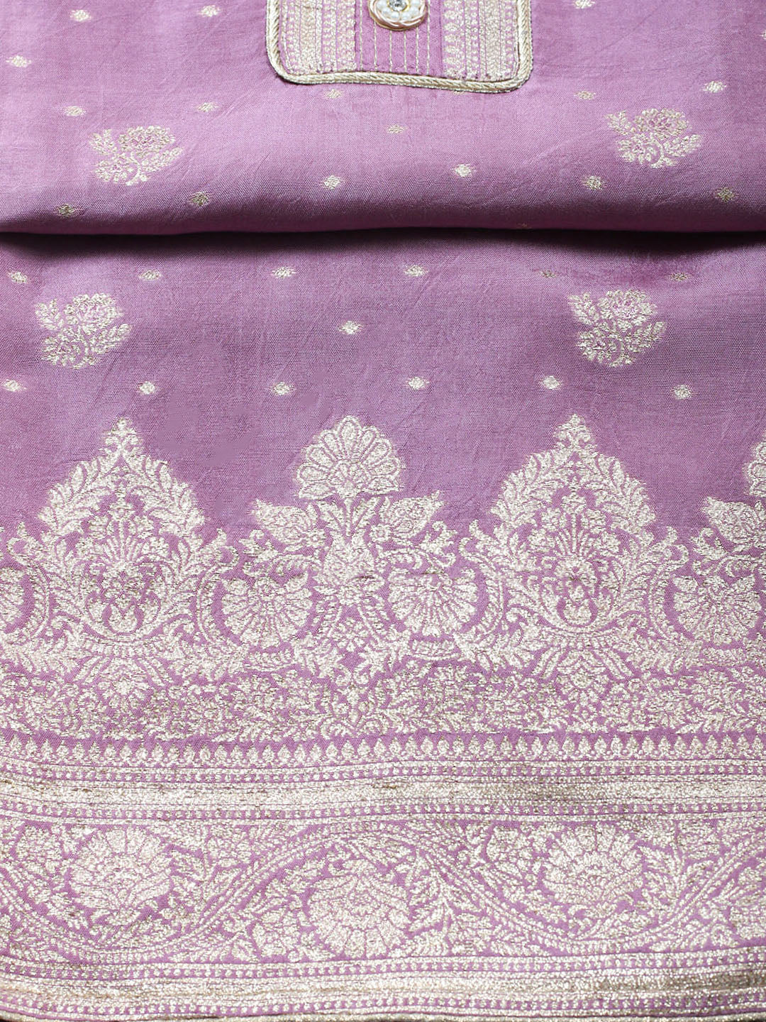 Woven Design Chanderi Unstitched Suit With Pant &amp; Dupatta