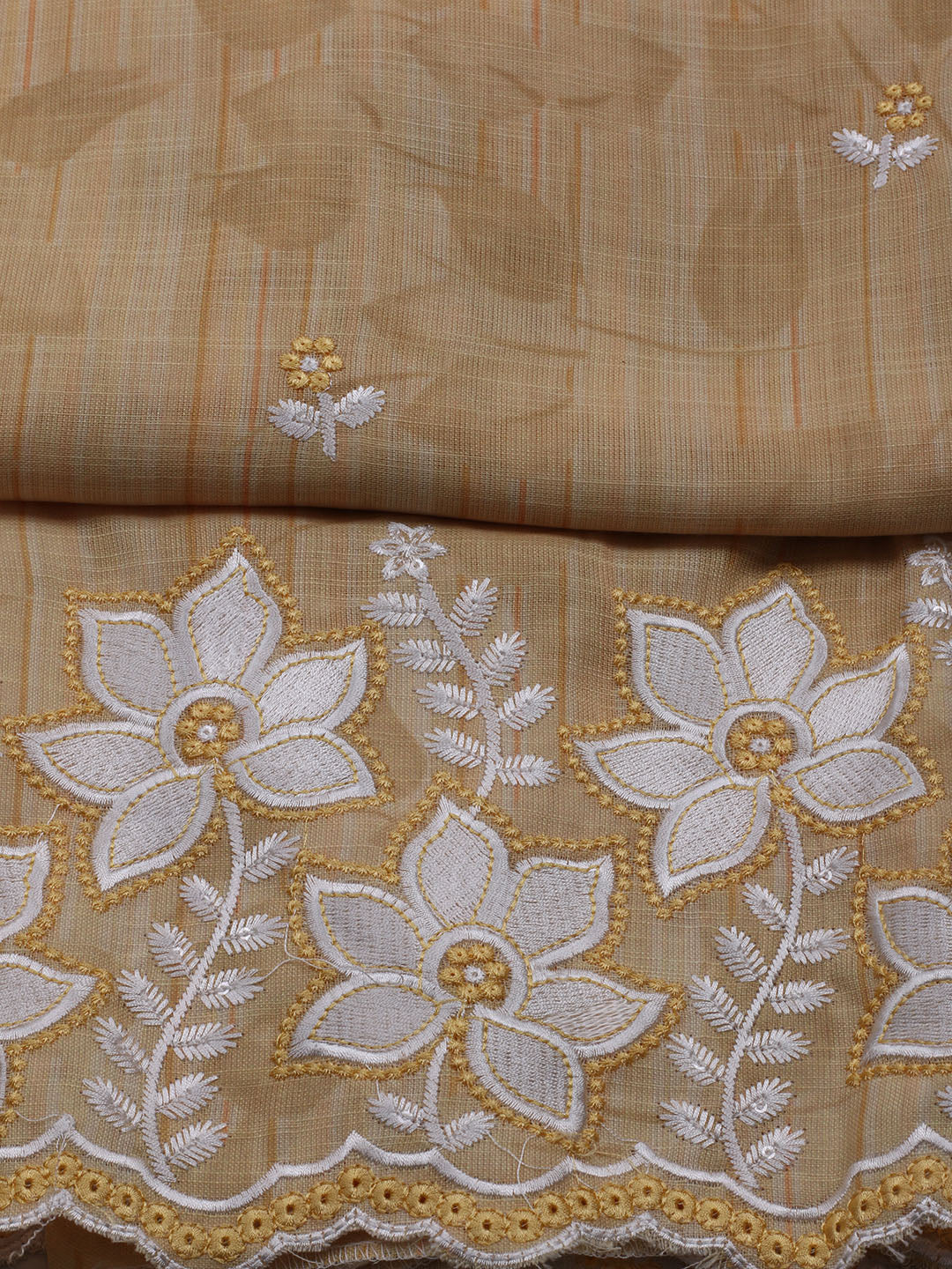 Neck Embroidered Cotton Blend Unstitched Suit With Dupatta