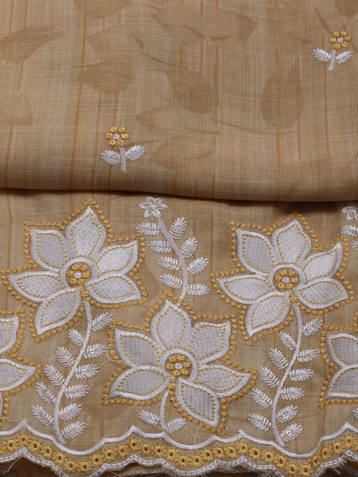 Neck Embroidered Cotton Blend Unstitched Suit With Dupatta