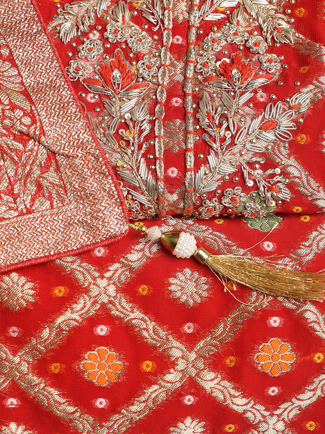 Neck Embroidered Georgette Unstitched Suit With Dupatta