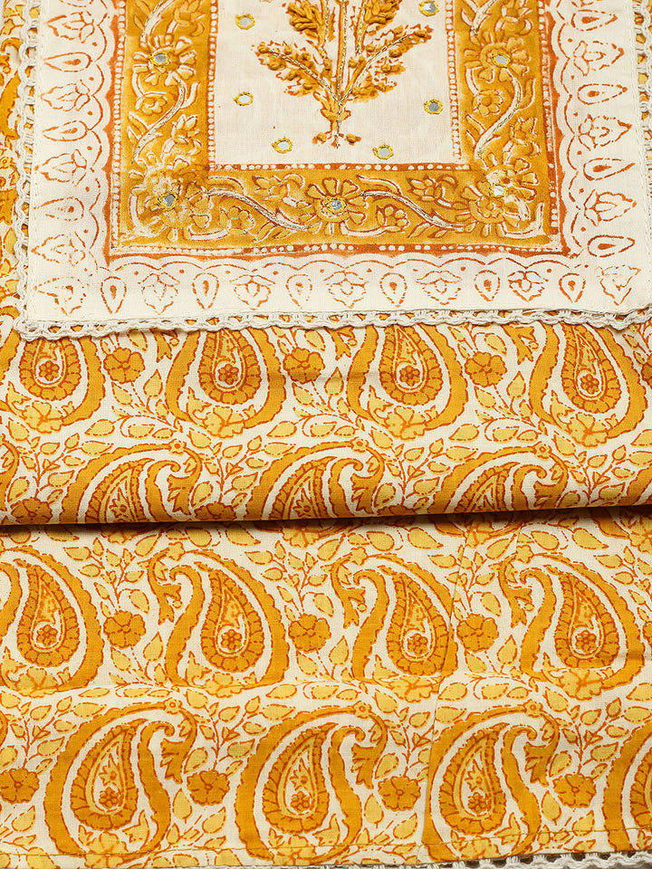 Printed Cotton Blend Unstitched Suit With Pant &amp; Dupatta
