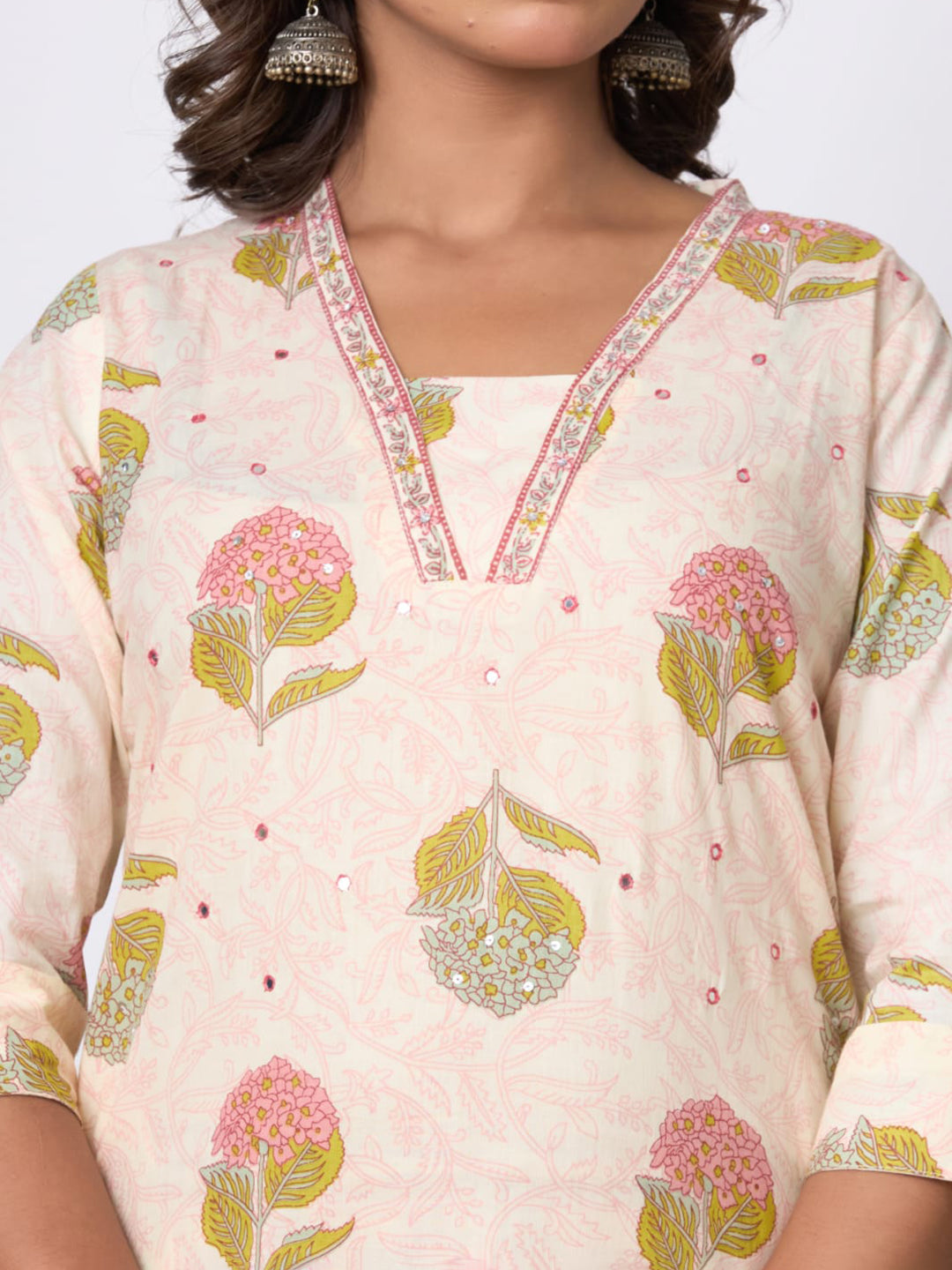 Printed Cotton Blend Kurta With Pants & Dupatta