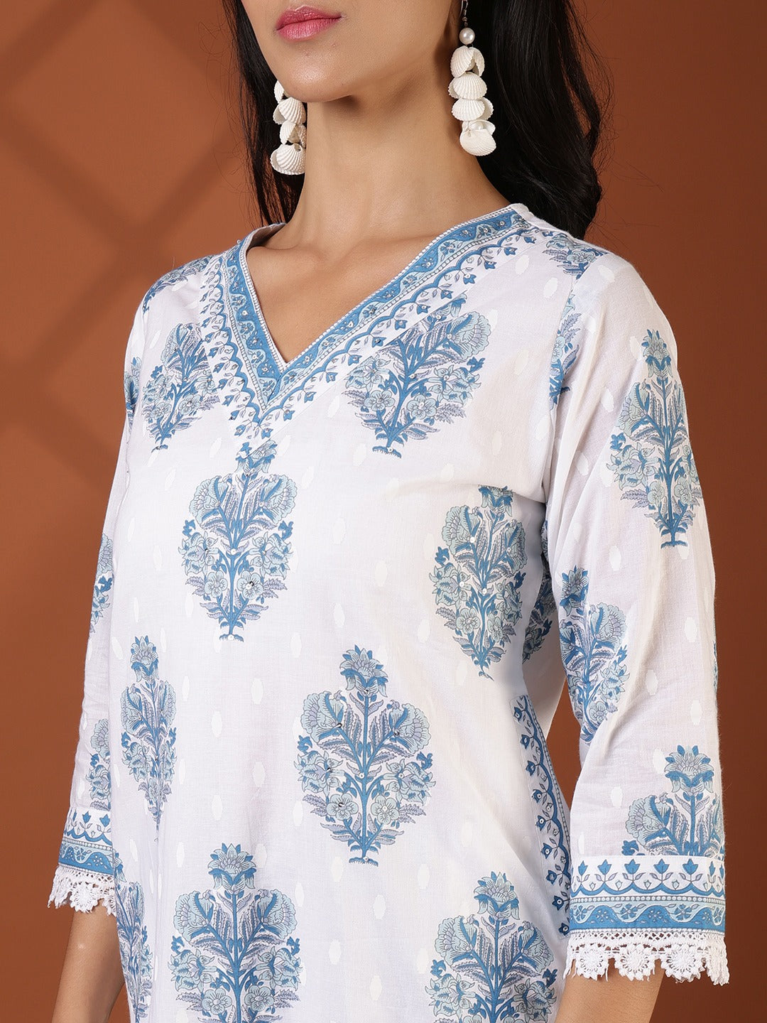 Printed Cotton Blend Kurta With Pant &amp; Dupatta