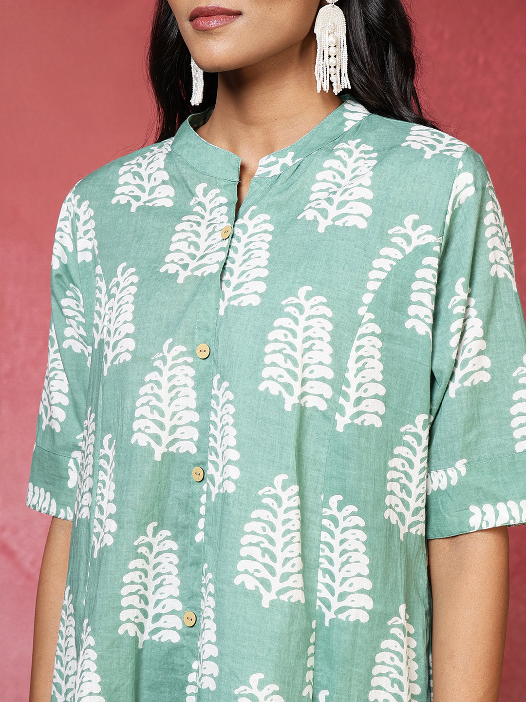 Printed Cotton Blend Kurta With Pants