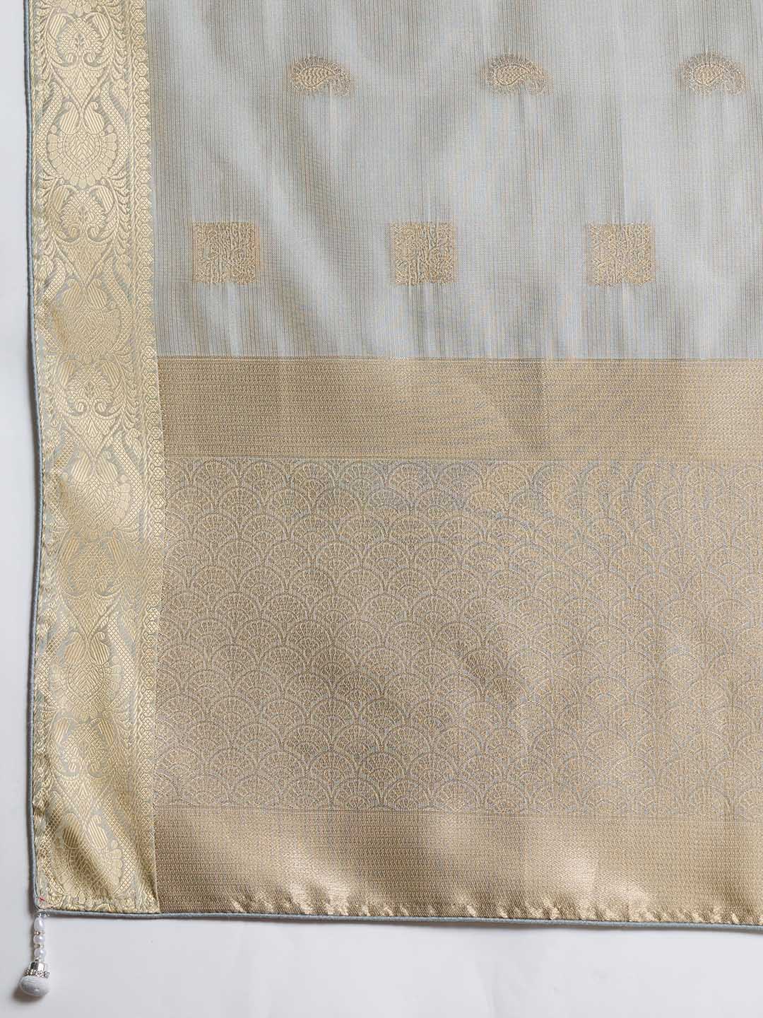 Woven Border Booti Art Silk Saree