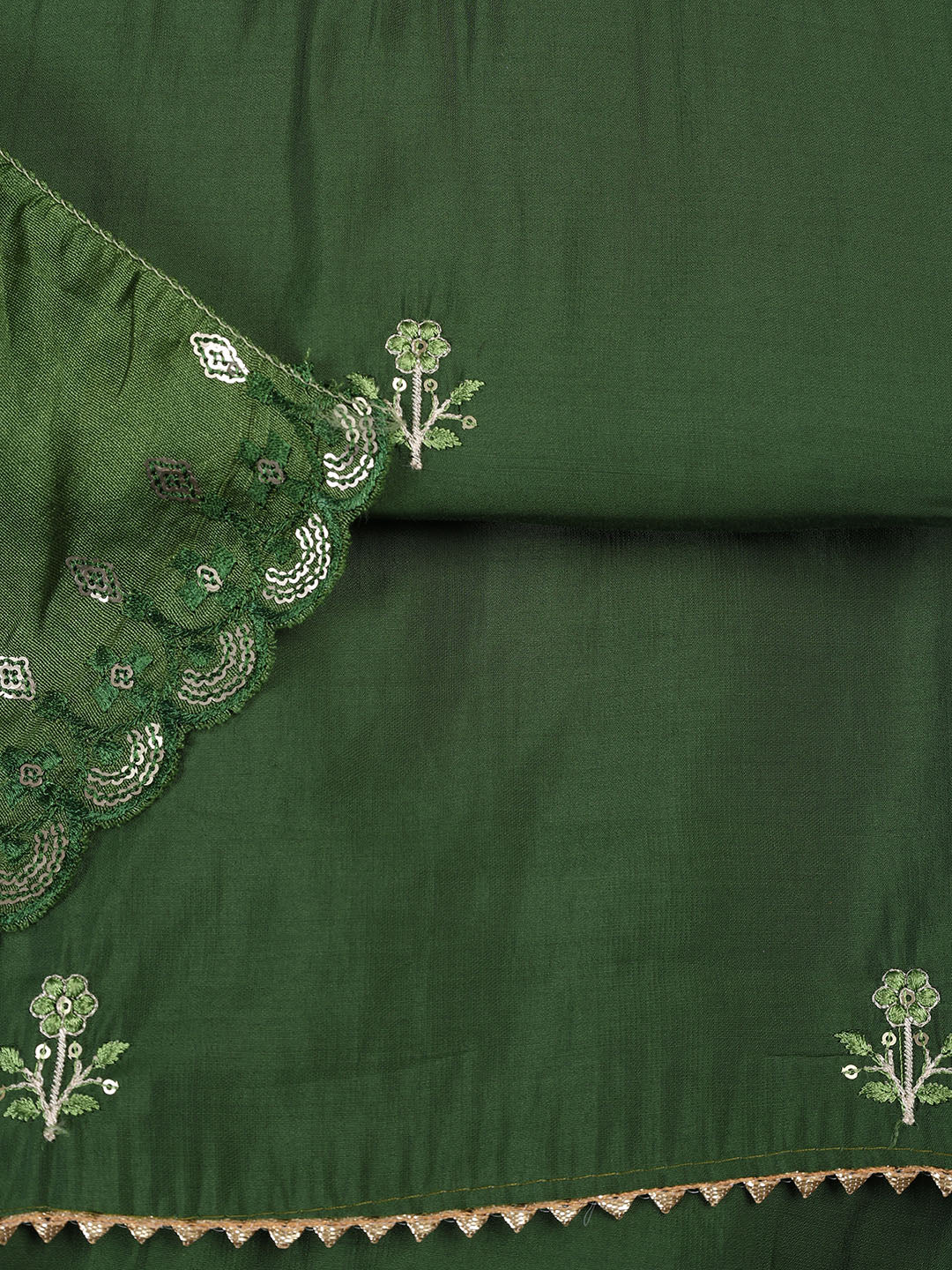Neck Embroidered Chanderi Unstitched Suit With Dupatta