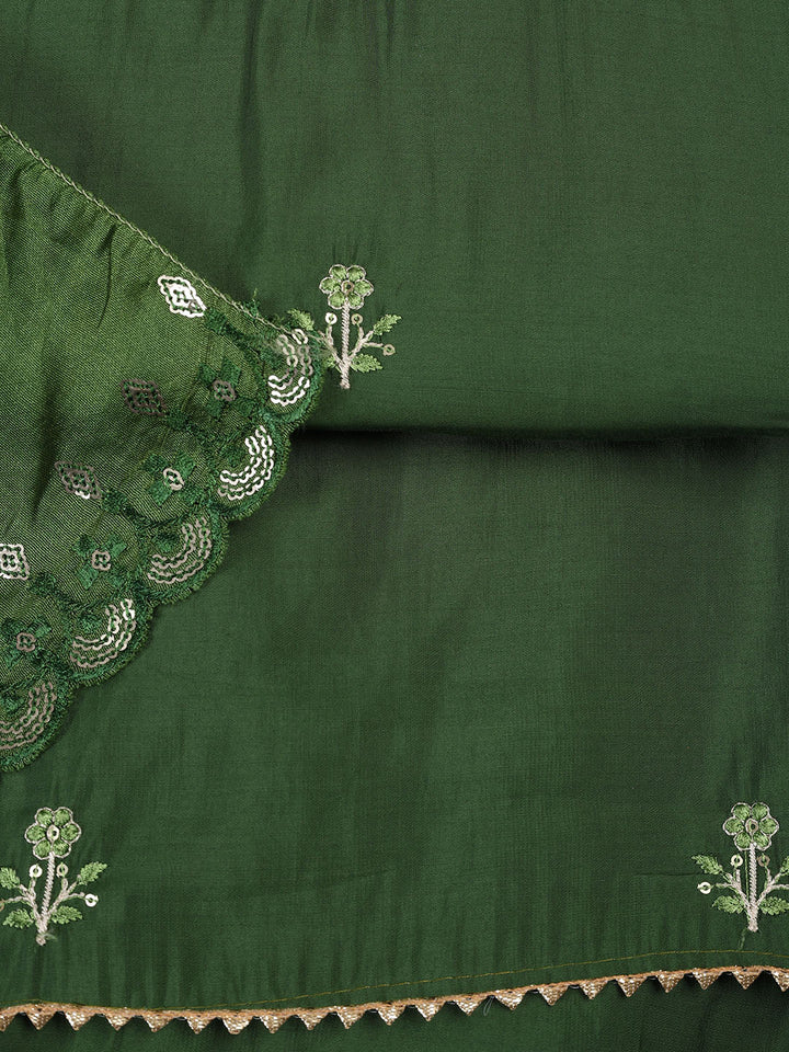 Neck Embroidered Chanderi Unstitched Suit With Dupatta