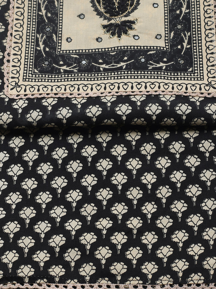 Embroidered Cotton Blend Unstitched Suit With Pant &amp; Dupatta