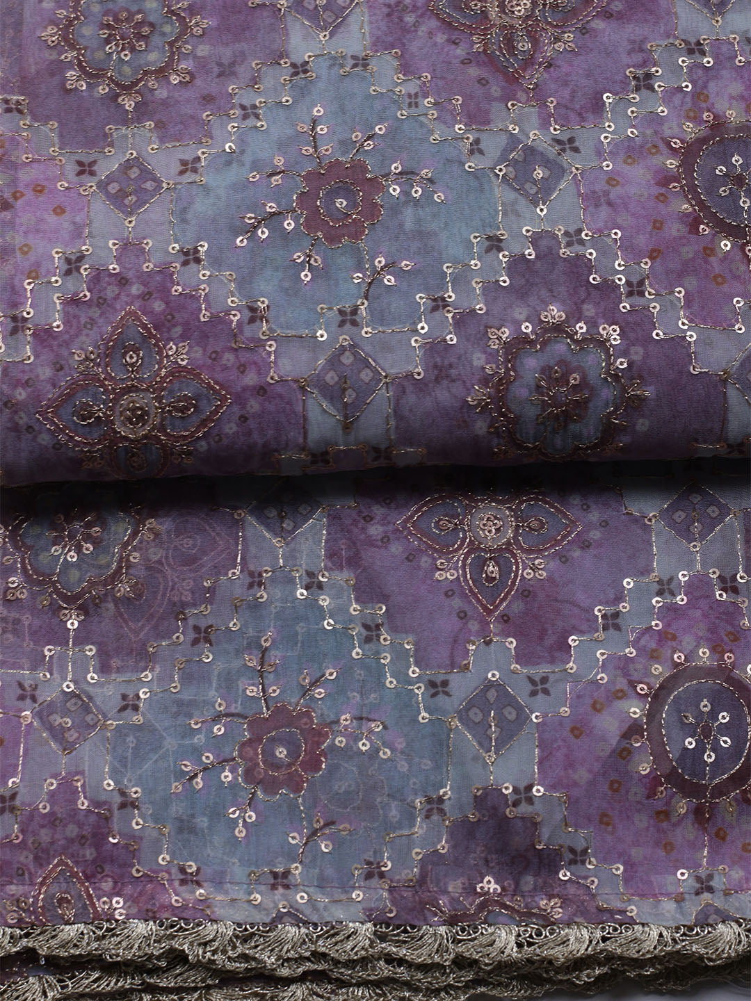 Neck Embroidered Chinon Unstitched Suit With Dupatta