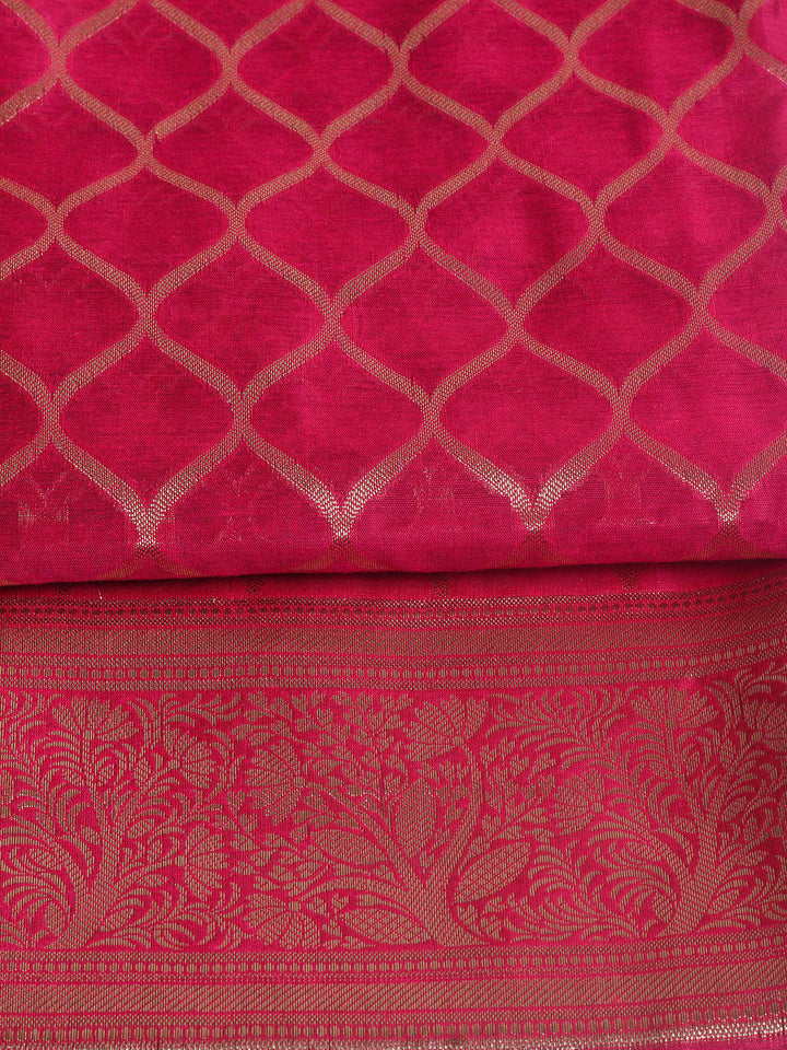 Woven Design Chanderi Unstitched Suit With Pant &amp; Dupatta