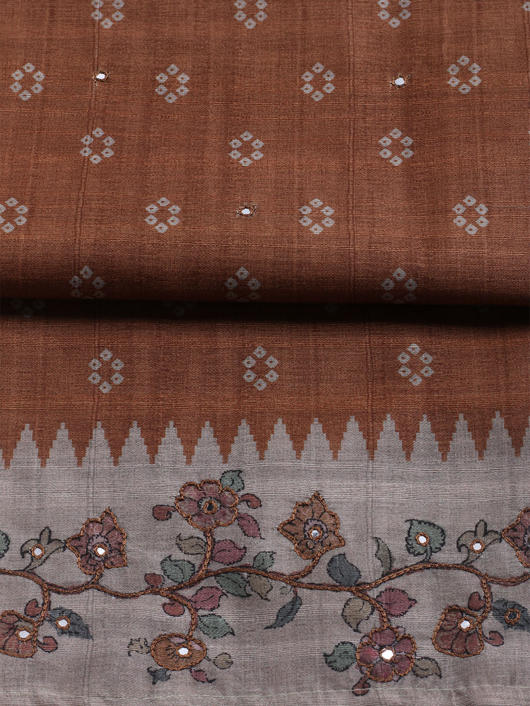 Embroidered Tussar Unstitched Suit With Dupatta