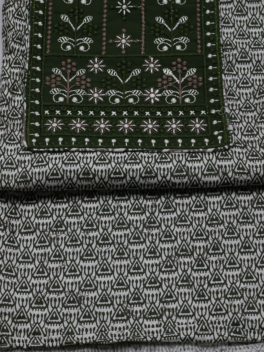 Printed Cotton Blend Unstitched Suit With Dupatta