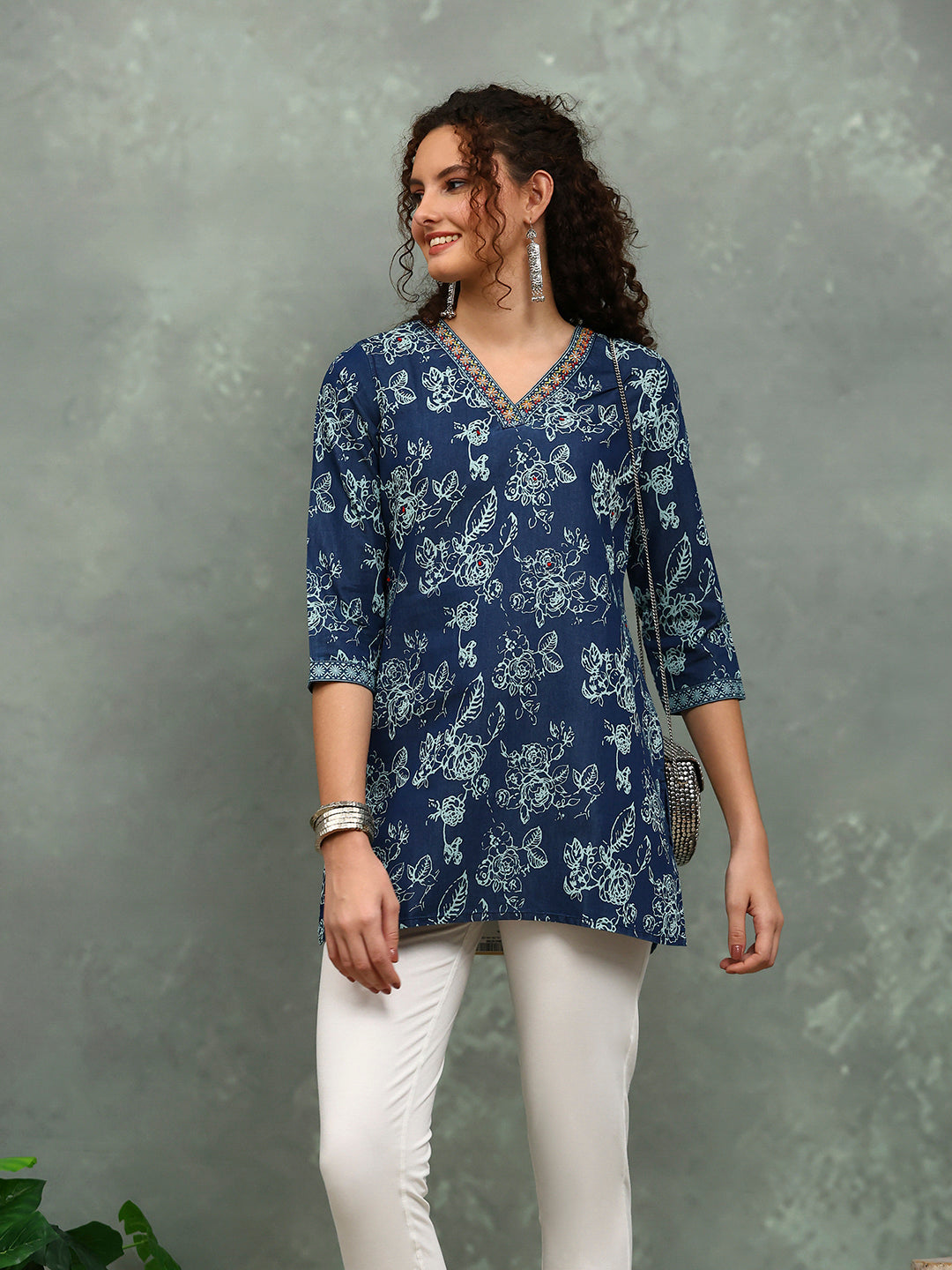 Printed Denim Kurti