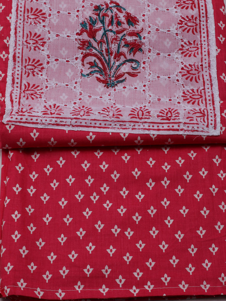 Printed Cotton Blend Unstitched Suit With Dupatta