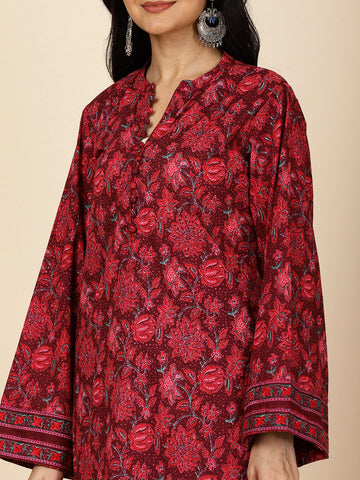 Floral Printed Cotton Kurti With Pants