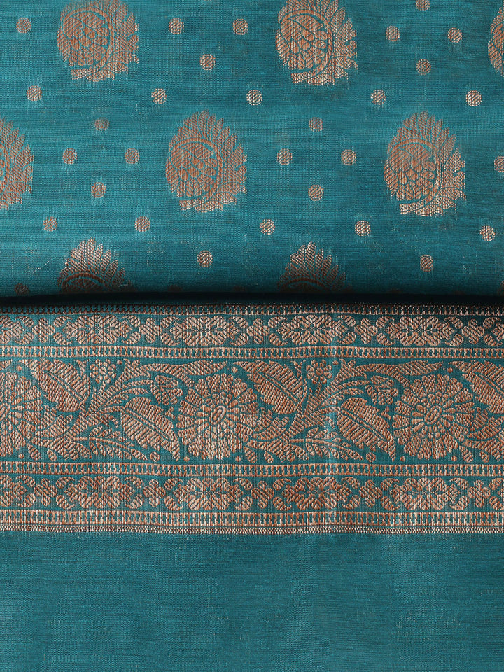 Banarasi Chanderi Unstitched Suit With Pant &amp; Dupatta