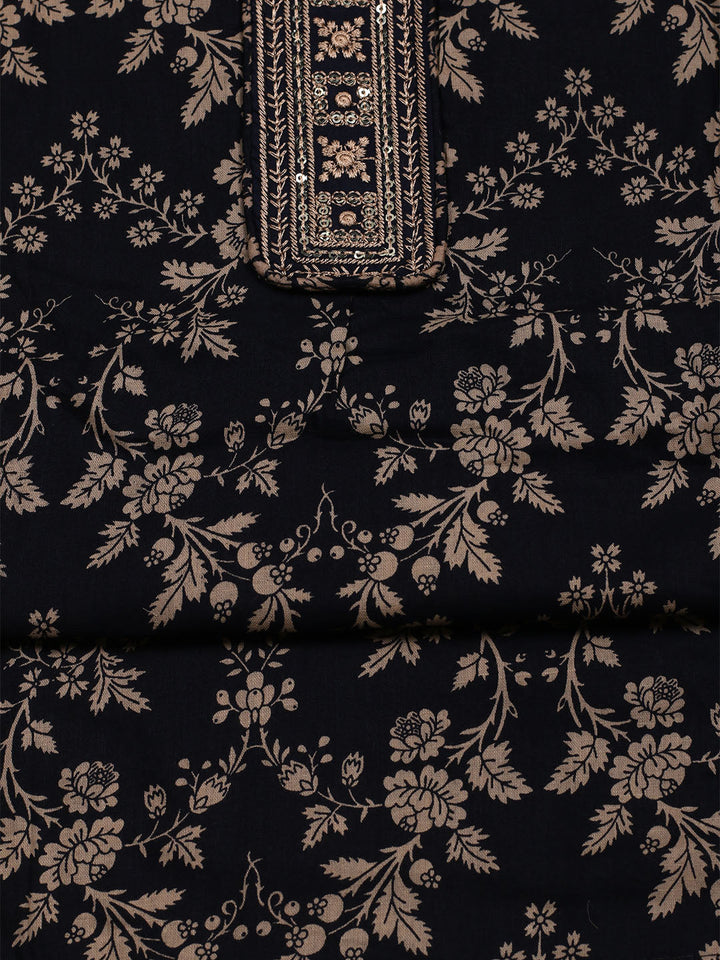 Printed Cotton Blend Unstitched Suit With Dupatta