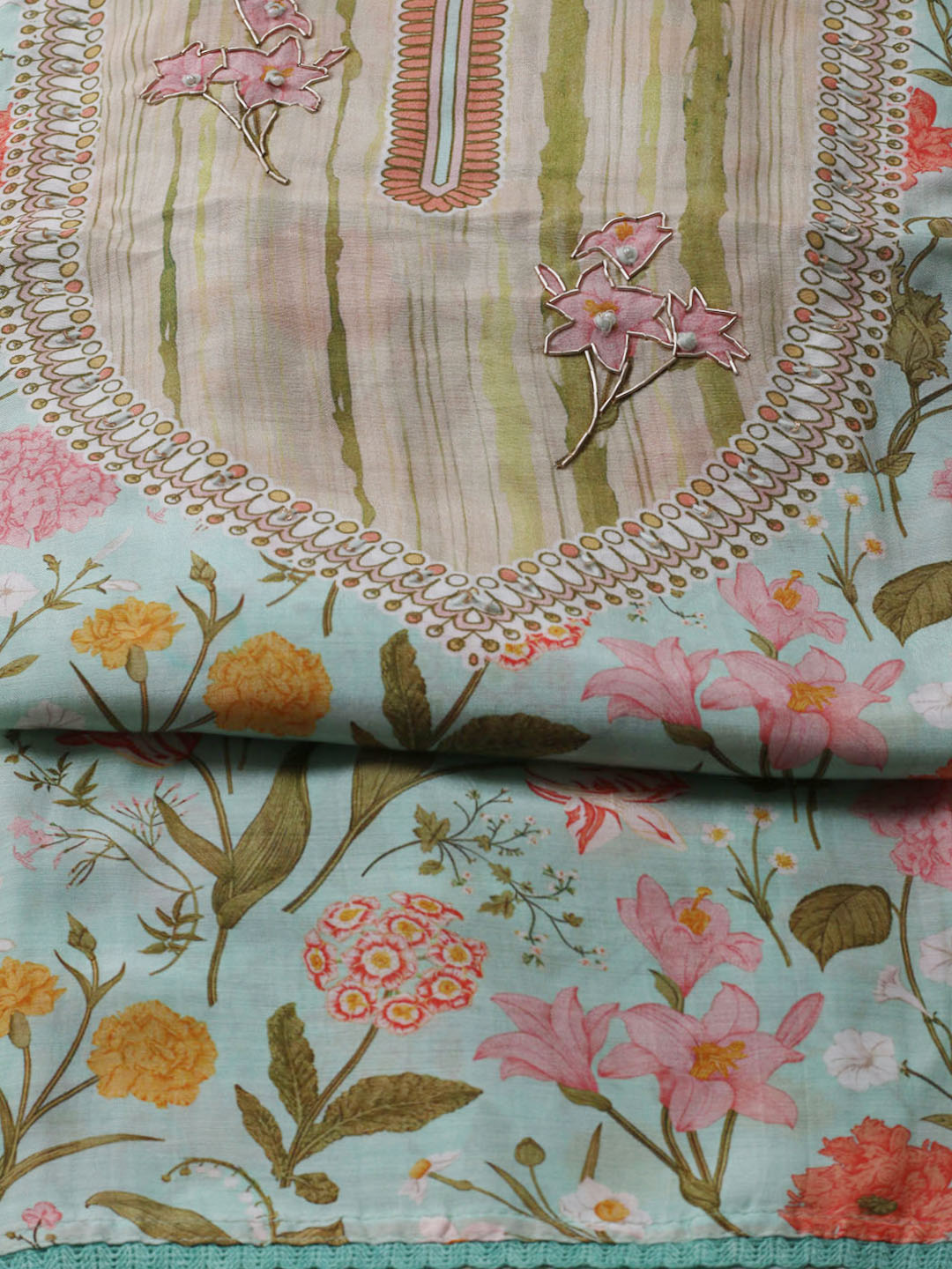 Printed Muslin Unstitched Suit With Dupatta