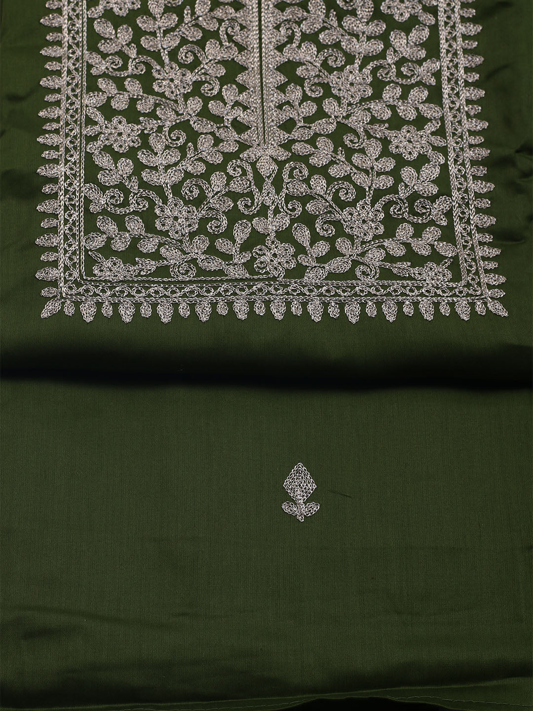 Neck Embroidered Chanderi Unstitched Suit With Dupatta