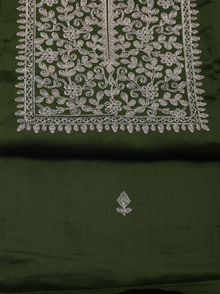 Neck Embroidered Chanderi Unstitched Suit With Dupatta
