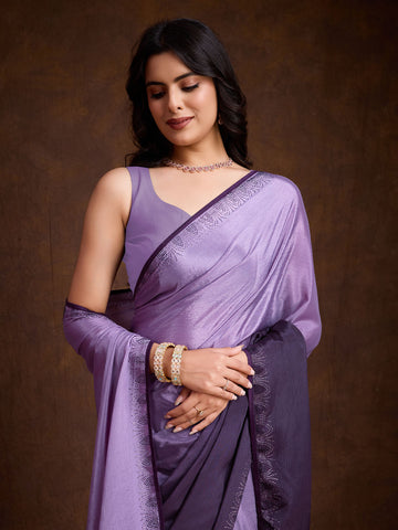 Stone Work Border Chinon Saree