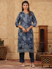 Printed Muslin Kurta With Pants & Dupatta